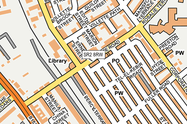 SR2 8RW map - OS OpenMap – Local (Ordnance Survey)
