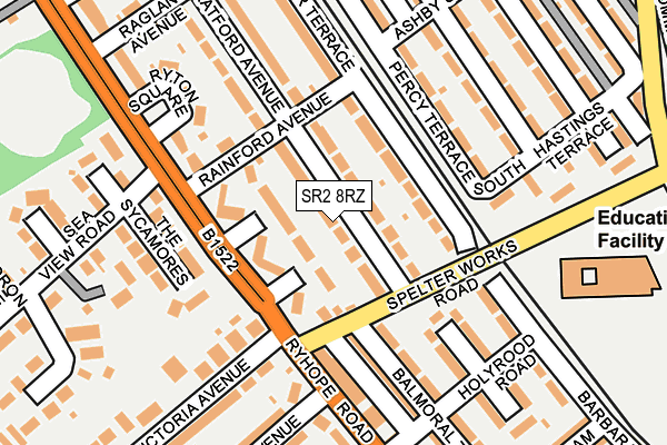 SR2 8RZ map - OS OpenMap – Local (Ordnance Survey)