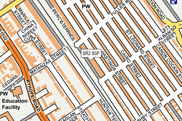 SR2 8SF map - OS OpenMap – Local (Ordnance Survey)