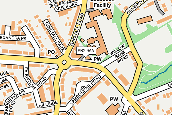 SR2 9AA map - OS OpenMap – Local (Ordnance Survey)