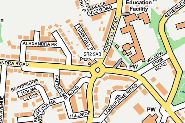SR2 9AB map - OS OpenMap – Local (Ordnance Survey)
