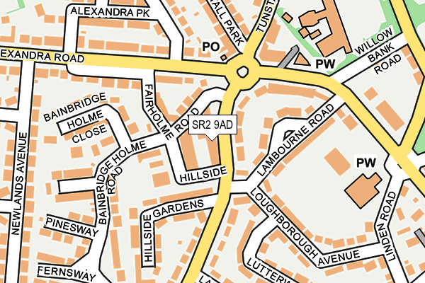 SR2 9AD map - OS OpenMap – Local (Ordnance Survey)