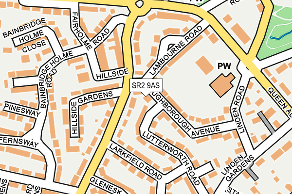 SR2 9AS map - OS OpenMap – Local (Ordnance Survey)