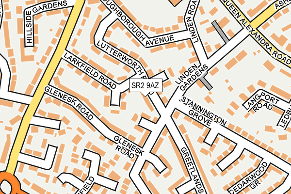 SR2 9AZ map - OS OpenMap – Local (Ordnance Survey)