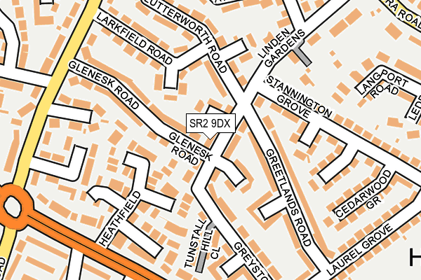 SR2 9DX map - OS OpenMap – Local (Ordnance Survey)