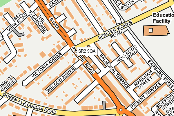 SR2 9QA map - OS OpenMap – Local (Ordnance Survey)