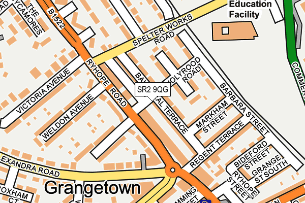 SR2 9QG map - OS OpenMap – Local (Ordnance Survey)