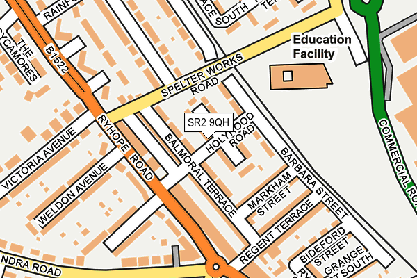 SR2 9QH map - OS OpenMap – Local (Ordnance Survey)