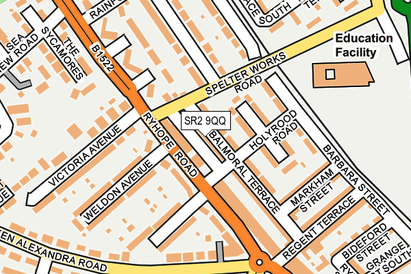 SR2 9QQ map - OS OpenMap – Local (Ordnance Survey)