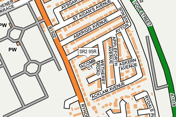 SR2 9SR map - OS OpenMap – Local (Ordnance Survey)