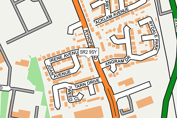 SR2 9SY map - OS OpenMap – Local (Ordnance Survey)