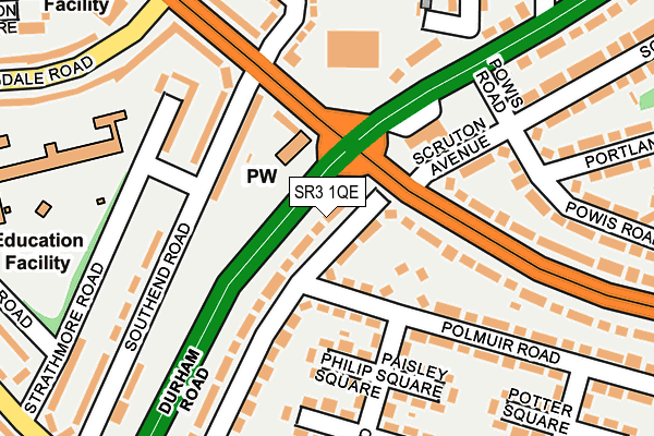 SR3 1QE map - OS OpenMap – Local (Ordnance Survey)