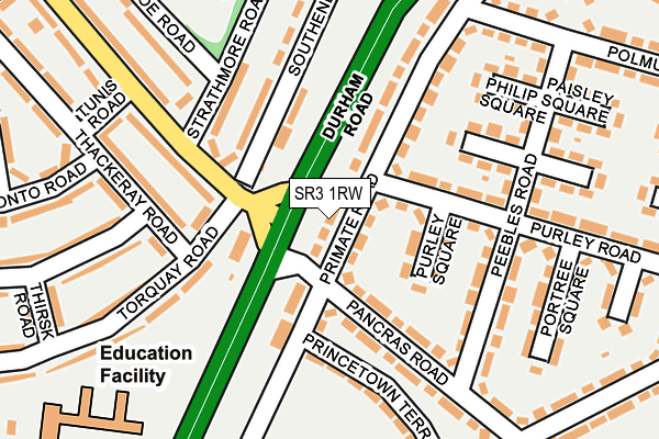 SR3 1RW map - OS OpenMap – Local (Ordnance Survey)