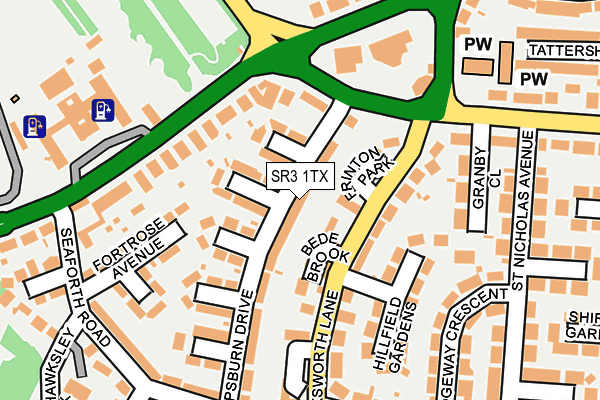 SR3 1TX map - OS OpenMap – Local (Ordnance Survey)