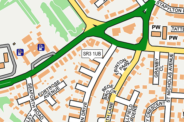 SR3 1UB map - OS OpenMap – Local (Ordnance Survey)