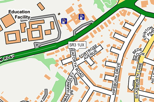 SR3 1UX map - OS OpenMap – Local (Ordnance Survey)