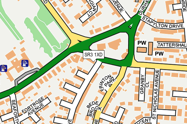 SR3 1XD map - OS OpenMap – Local (Ordnance Survey)