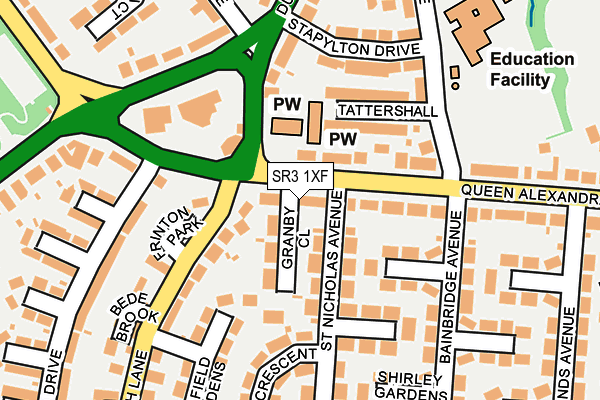SR3 1XF map - OS OpenMap – Local (Ordnance Survey)