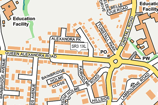 SR3 1XL map - OS OpenMap – Local (Ordnance Survey)