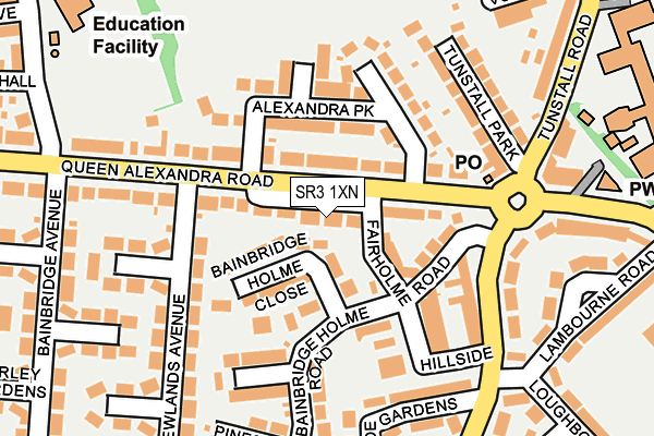 SR3 1XN map - OS OpenMap – Local (Ordnance Survey)