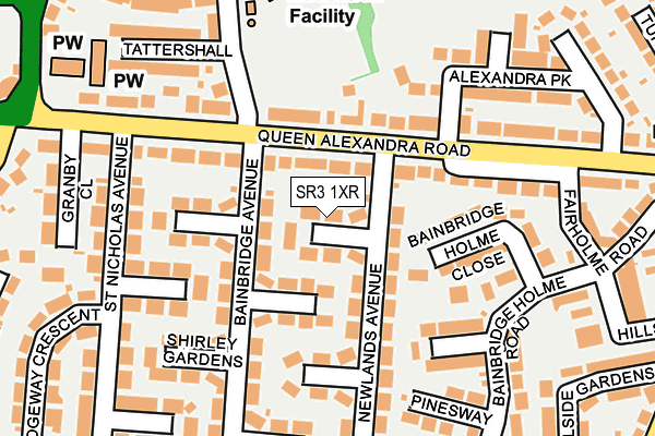SR3 1XR map - OS OpenMap – Local (Ordnance Survey)