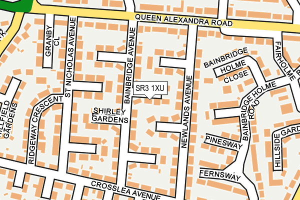 SR3 1XU map - OS OpenMap – Local (Ordnance Survey)