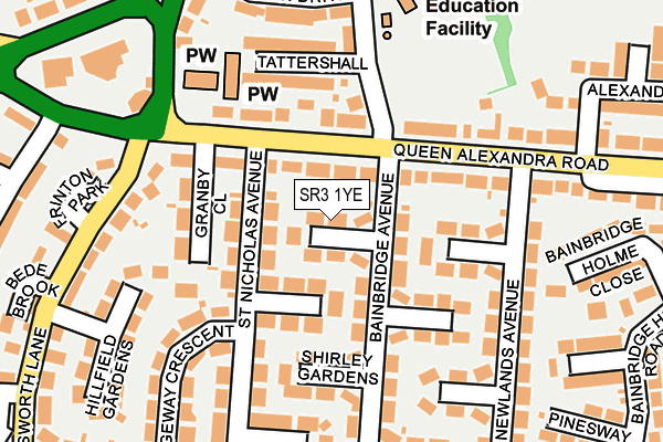 SR3 1YE map - OS OpenMap – Local (Ordnance Survey)