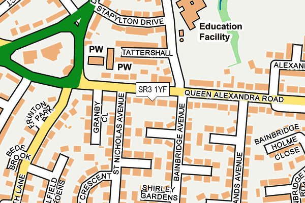 SR3 1YF map - OS OpenMap – Local (Ordnance Survey)