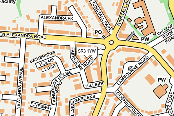 SR3 1YW map - OS OpenMap – Local (Ordnance Survey)
