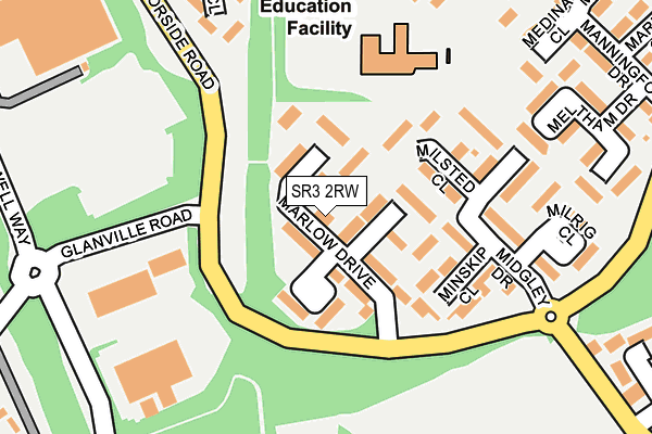 SR3 2RW map - OS OpenMap – Local (Ordnance Survey)