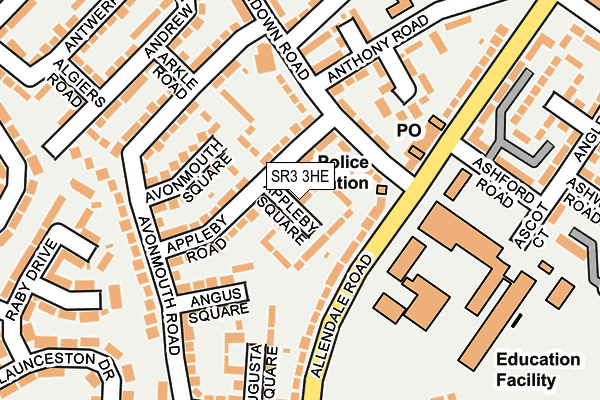 SR3 3HE map - OS OpenMap – Local (Ordnance Survey)