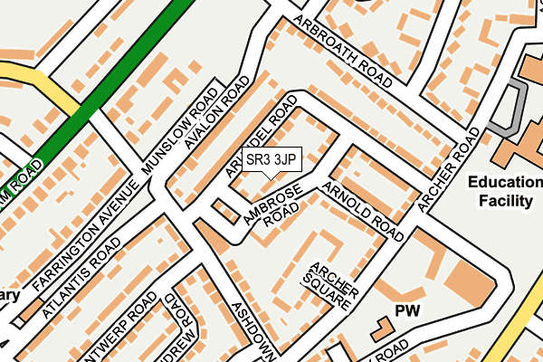 SR3 3JP map - OS OpenMap – Local (Ordnance Survey)