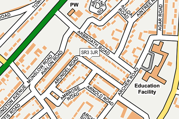 SR3 3JR map - OS OpenMap – Local (Ordnance Survey)