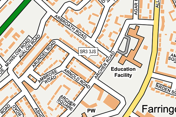 SR3 3JS map - OS OpenMap – Local (Ordnance Survey)