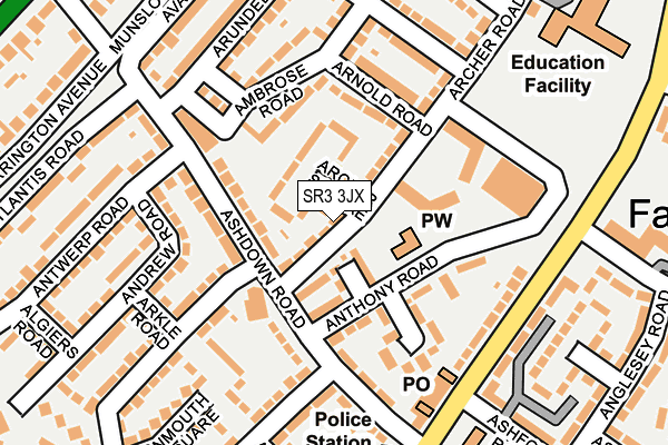 SR3 3JX map - OS OpenMap – Local (Ordnance Survey)