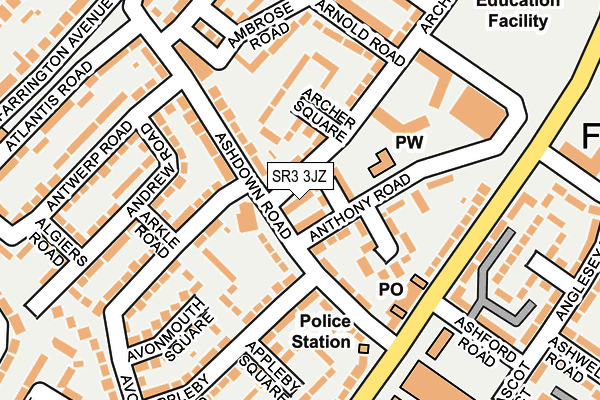 SR3 3JZ map - OS OpenMap – Local (Ordnance Survey)