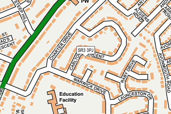 SR3 3PJ map - OS OpenMap – Local (Ordnance Survey)