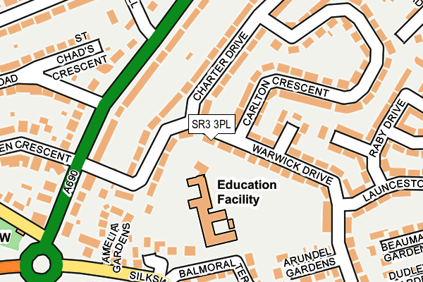 SR3 3PL map - OS OpenMap – Local (Ordnance Survey)