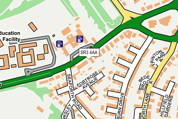 SR3 4AA map - OS OpenMap – Local (Ordnance Survey)