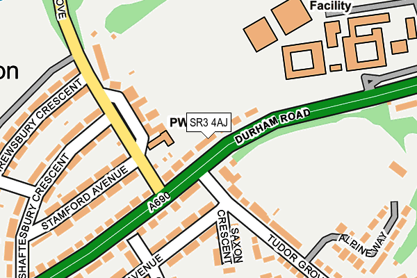 SR3 4AJ map - OS OpenMap – Local (Ordnance Survey)