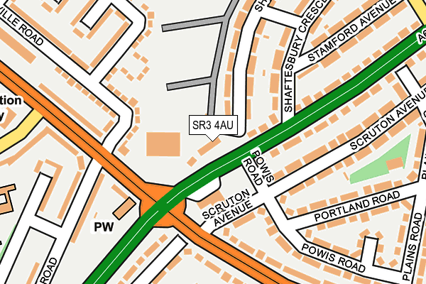 SR3 4AU map - OS OpenMap – Local (Ordnance Survey)