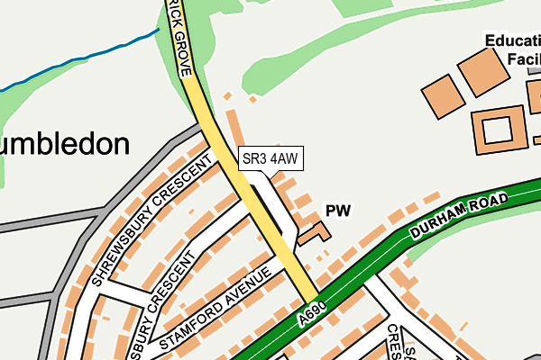 SR3 4AW map - OS OpenMap – Local (Ordnance Survey)