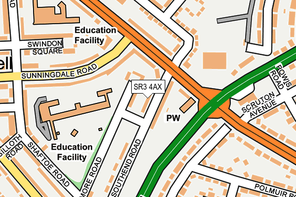 SR3 4AX map - OS OpenMap – Local (Ordnance Survey)