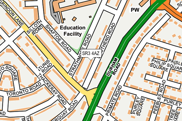 SR3 4AZ map - OS OpenMap – Local (Ordnance Survey)