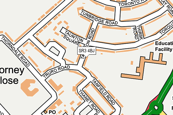 SR3 4BJ map - OS OpenMap – Local (Ordnance Survey)
