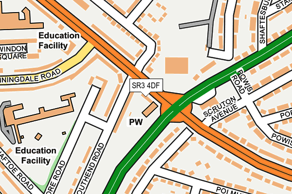 SR3 4DF map - OS OpenMap – Local (Ordnance Survey)