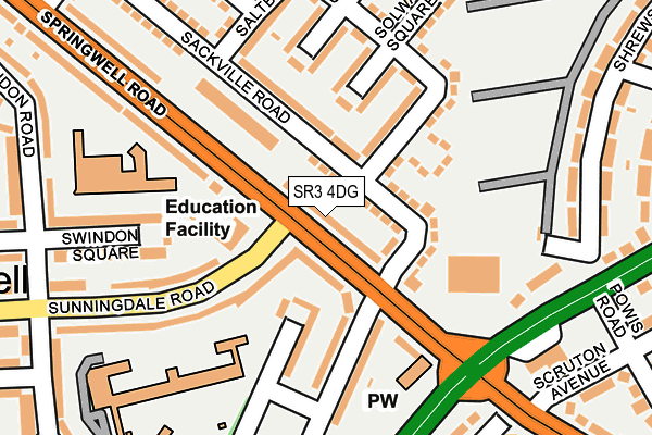 SR3 4DG map - OS OpenMap – Local (Ordnance Survey)