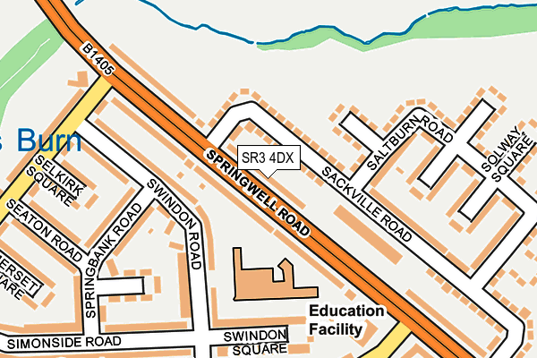 SR3 4DX map - OS OpenMap – Local (Ordnance Survey)