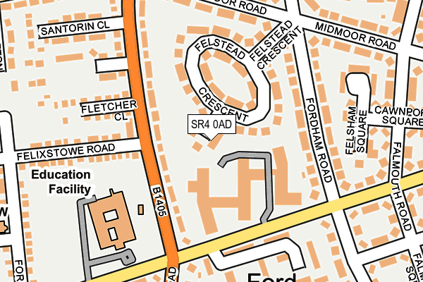 SR4 0AD map - OS OpenMap – Local (Ordnance Survey)