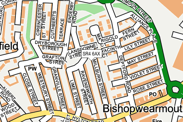 SR4 6AX map - OS OpenMap – Local (Ordnance Survey)